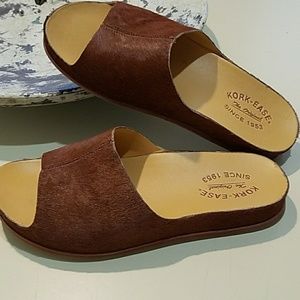 Kork Ease calf hair wedge slides 9